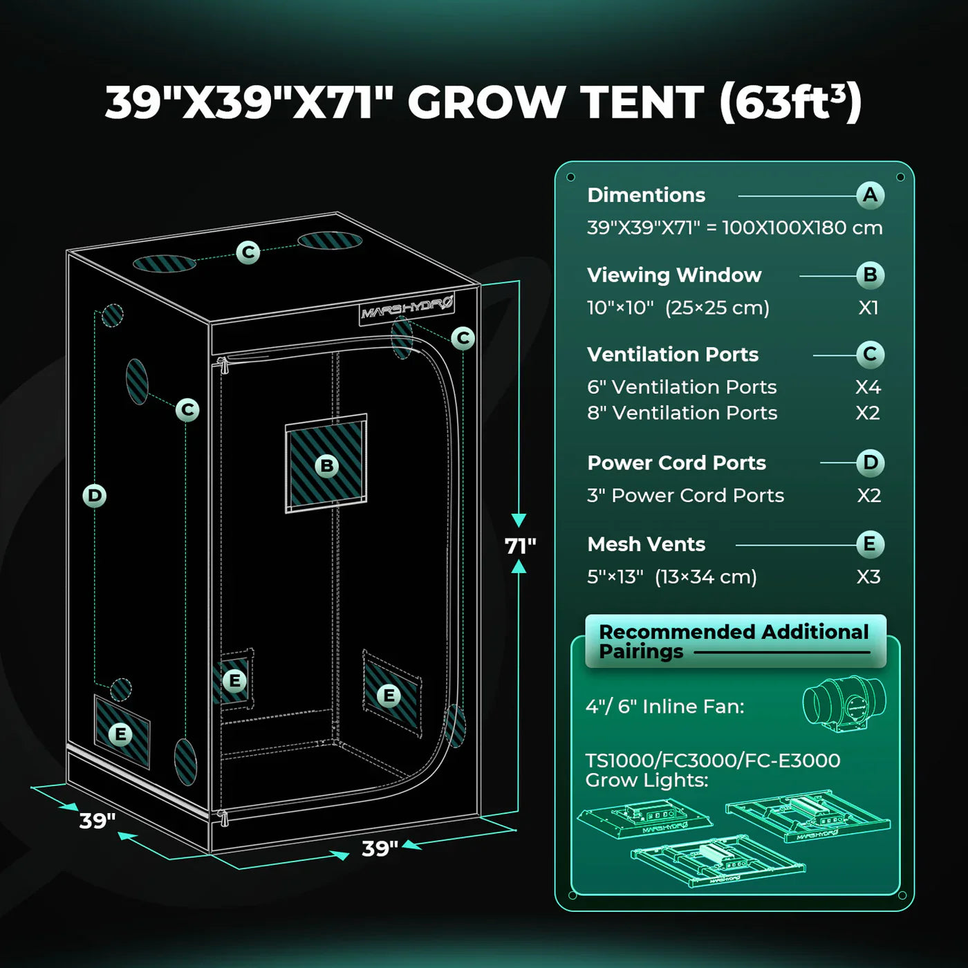 Mars Hydro Indoor Grow Zelt 100x100x180cm